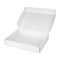 Open white blank carton pizza box