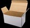 Open white cardboard box isolated black