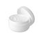 Open white cream jar on white background isolated close up, moisturizing hand, face or body cream plastic round bottle