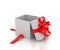 Open white gift-box with red ribbon