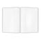 Open white journal, magazine with blank pages.