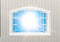 Open Window. Blue Sky and Sun Light View. Realistic 3D Style Wallpaper. Isolated