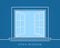 Open window line concept. Blue room logo vector