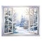 open window with a winter view illustration, isolated on a white background, brings the cozy charm of a snowy landscape indoors