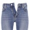 Open women`s blue jeans with zipper