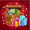 Open wood treasure chest with candy and cookies