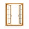 Open wooden window