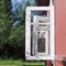 Open wooden windows painted in white