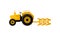 Open yellow tractor with plow. Industrial farm equipment. Professional agricultural machinery for field work. Flat