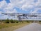 Opencast lignite mine conveyor bridge in Lusatia