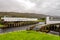 Opened Aberchalder swing bridge waiting for a boat to enter the Caledonian Canal from Loch Oich, Scotland