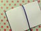 Opened blank paper page notebook textured