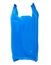Opened blue recycled plastic bag isolated