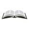 Opened book icon in a flat style on a white background. Opened Bible symbol illustration.