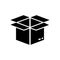 Opened Carton Package Silhouette Black Icon. Open Cardboard Box for Shipping Transportation Glyph Pictogram. Delivery