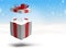 opened Christmas presents hovering over the snow 3d-illustration