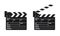 Opened and closed Cinema or film clapper. Illustrated vector.