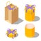 Opened and closed present gift cylinder boxes