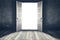 Opened door. Abstract interior backgrounds