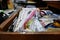 Opened drawer wooden table