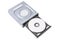 Opened drive CD - DVD - Blu Ray with a black cap and disk, white background