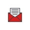 Opened envelope with letter filled outline icon