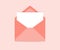 Opened Envelope Vector Icon Illustration with paper sheet on pink background. Concept of writting new email