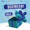 Opened Gift Box with light shining Boxing Day December 26th illustration on abstract background design