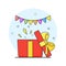 Opened gift box, surprise concept on a white background. Vector illustration