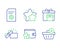 Opened gift, Delivery boxes and Loyalty program icons set. Star, File settings and Delete purchase signs. Vector