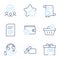 Opened gift, Delivery boxes and Loyalty program icons set. Star, File settings and Delete purchase signs. Vector