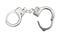 Opened handcuffs  on white background. Top view