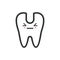 Opened ill tooth with emotional face, cute vector icon illustration