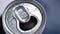 Opened metal aluminum can for soda, beer, energy drinks and mineral water.
