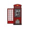 Opened red vintage London telephone box isolated  vector illustration