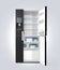 Opened refrigerator isolated on gray background