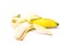 Opened ripe banana closeup on a white