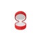 Opened round red empty jewelry box flat style, vector illustration