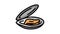 opened shell mussel color icon animation