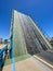 Opened steel drawbridge closeup. Empty road.