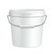 Opened Tall White Tub Paint Plastic Bucket Container With Metal Handle. Plaster, Putty, Toner