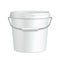 Opened Tall White Tub Paint Plastic Bucket Container With Metal Handle. Plaster, Putty, Toner. Ready For Your Design.