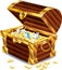 Opened treasure chest with treasures