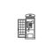 Opened vintage London telephone box isolated vector line icon