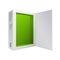 Opened White Modern Software Package Box Green Inside For DVD, CD Disk Or Other Your Product