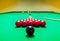 Opening Frame of Snooker Game with Cue