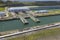 Opening the gates of the Panama Canal. Ship passes the Panama Canal