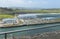 Opening the gates of the Panama Canal. Ship passes the Panama Canal