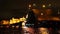 Opening Palace bridge. drawbridge Russia. White nights in St. Petersburg. Accelerated video