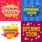 Opening soon promotion cartoon vector banners